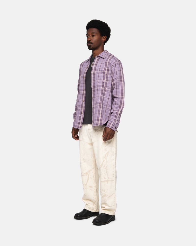 Lavender Stüssy Stones Plaid Shirt | RDHT7-5938