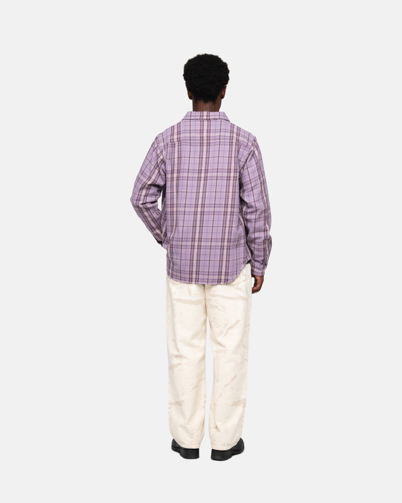 Lavender Stüssy Stones Plaid Shirt | RDHT7-5938