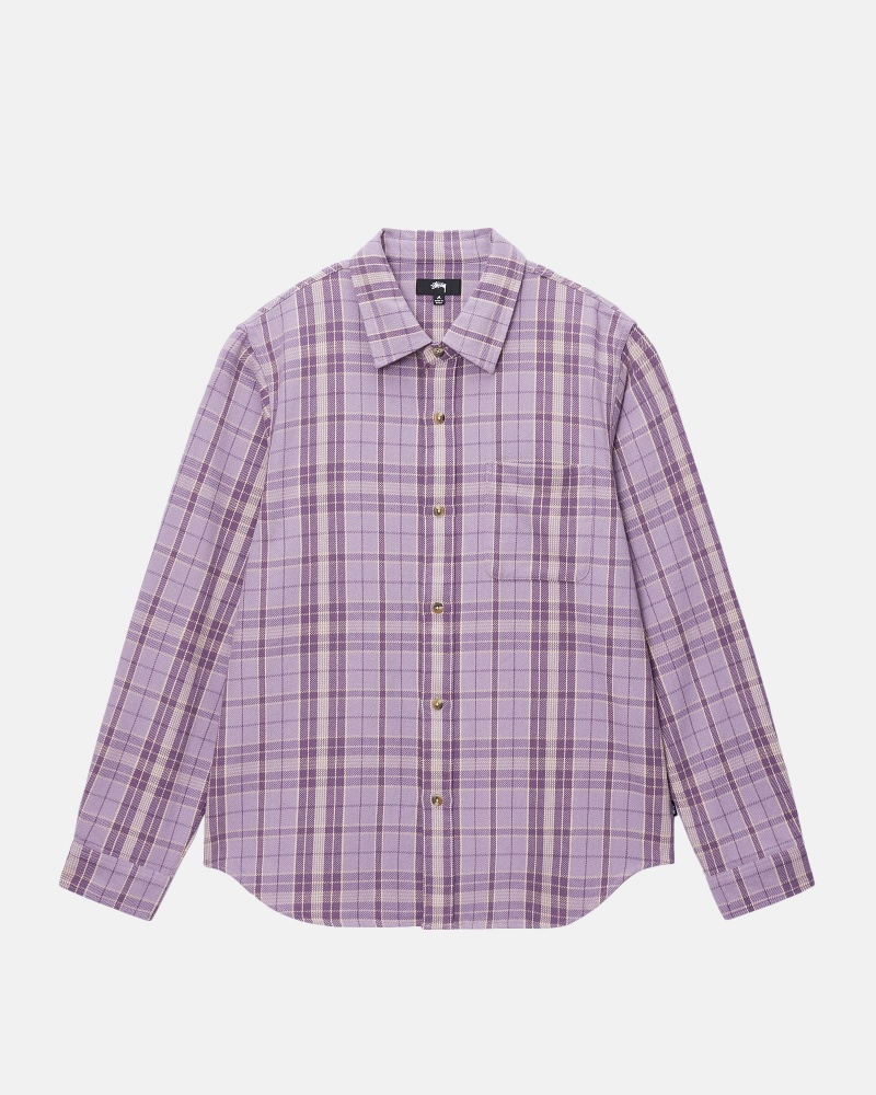 Lavender Stüssy Stones Plaid Shirt | RDHT7-5938