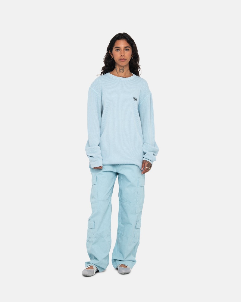 Light Blue Stüssy Basic Stock Ls Thermal | RCDQ2-8764