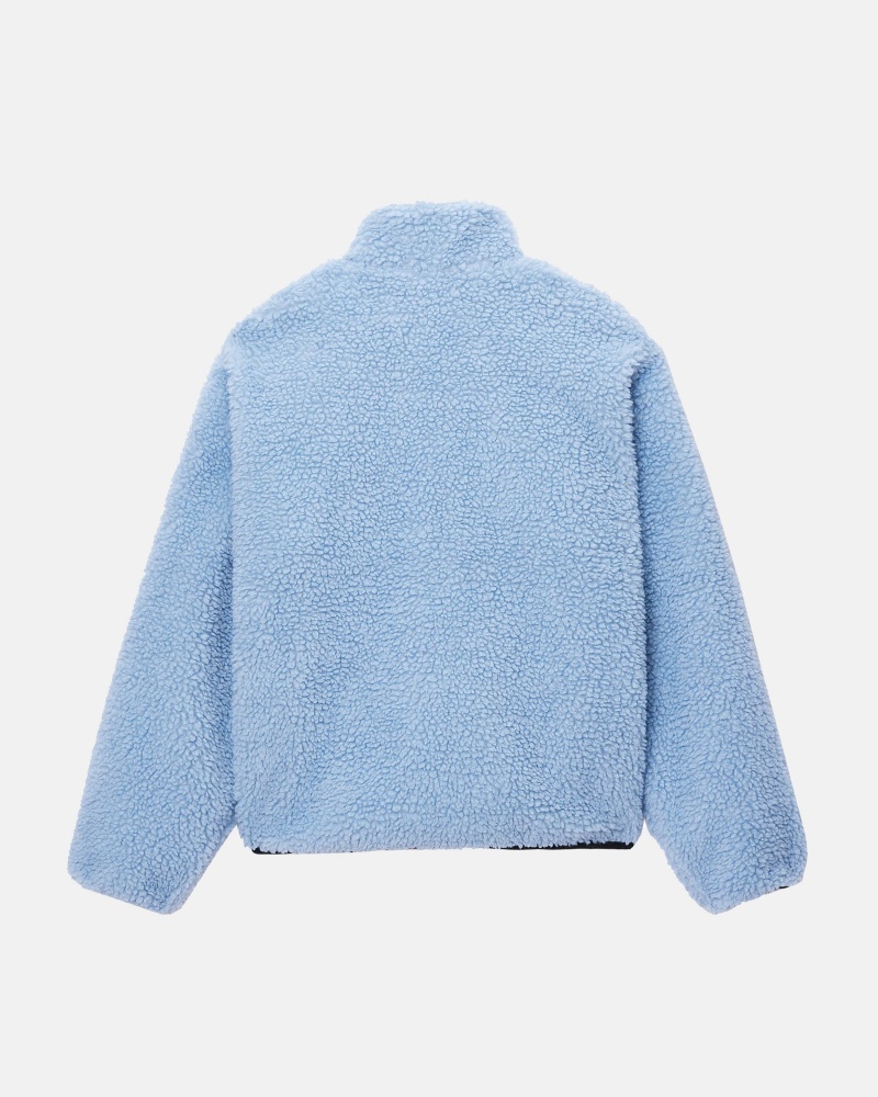 Light Denim Stüssy Sherpa Reversible Jacket | YRBW0-4739