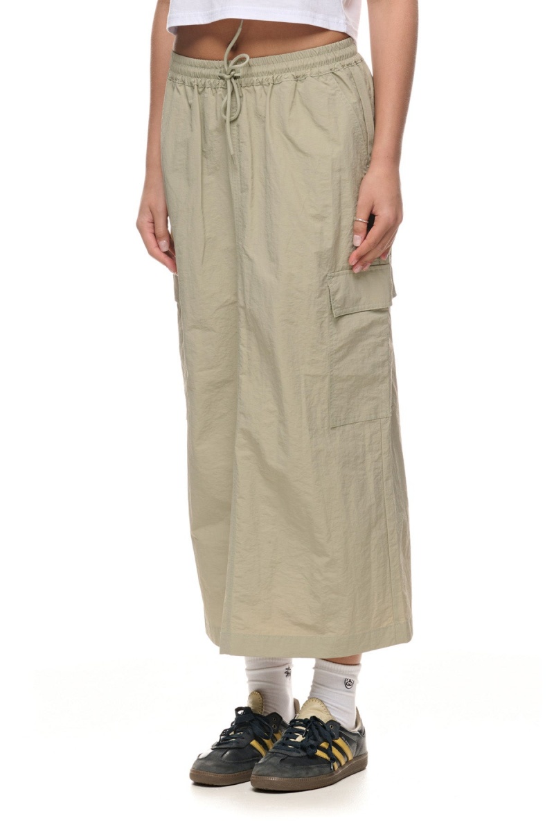 Light Green Stüssy Nylon Cargo Midi Skirt | SMNBXU-740