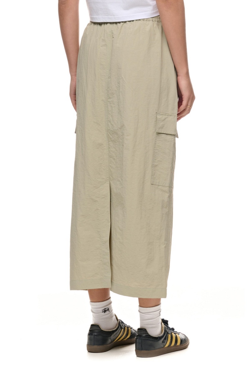 Light Green Stüssy Nylon Cargo Midi Skirt | SMNBXU-740