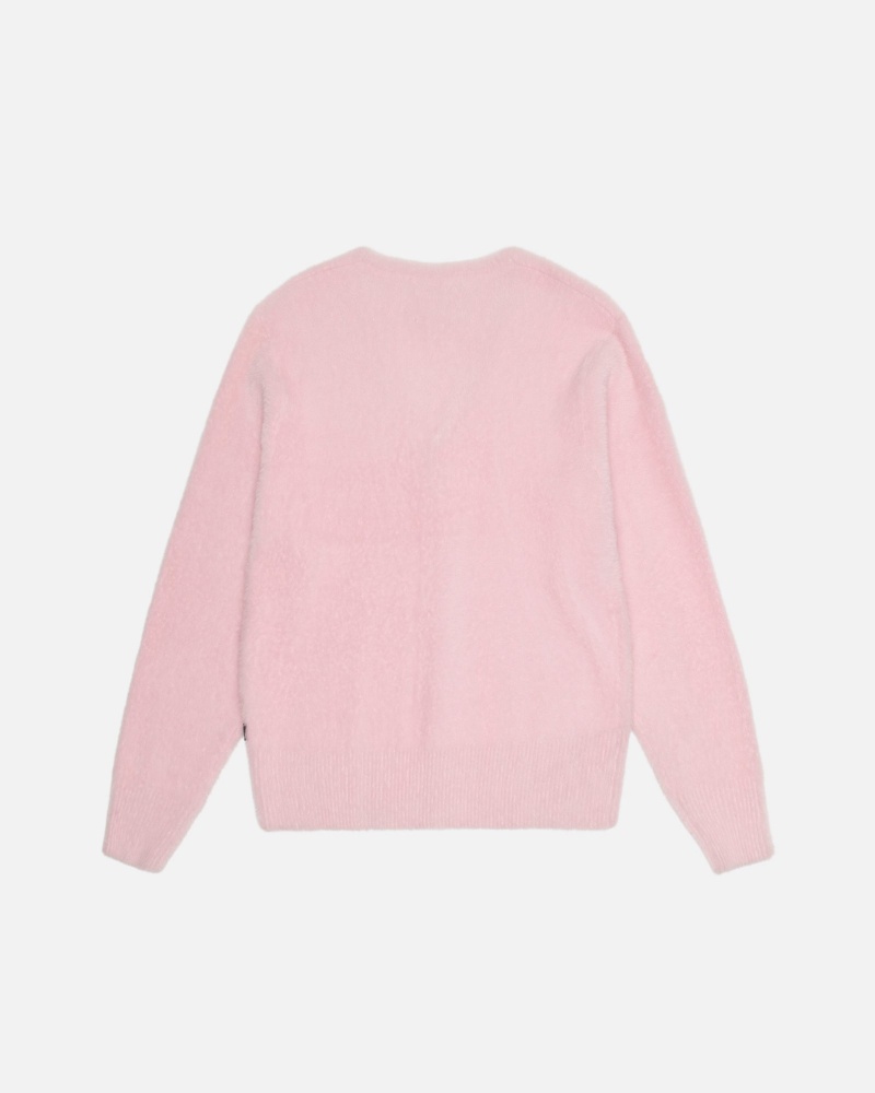 Light Pink Stüssy Shaggy Cardigan | MVTX8-4935