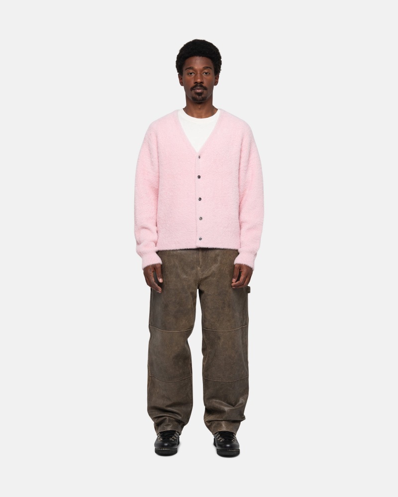 Light Pink Stüssy Shaggy Cardigan | MVTX8-4935