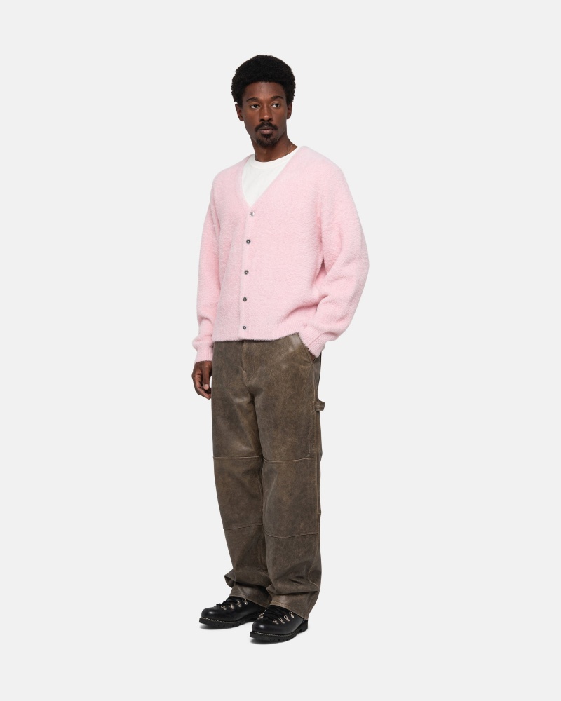 Light Pink Stüssy Shaggy Cardigan | MVTX8-4935