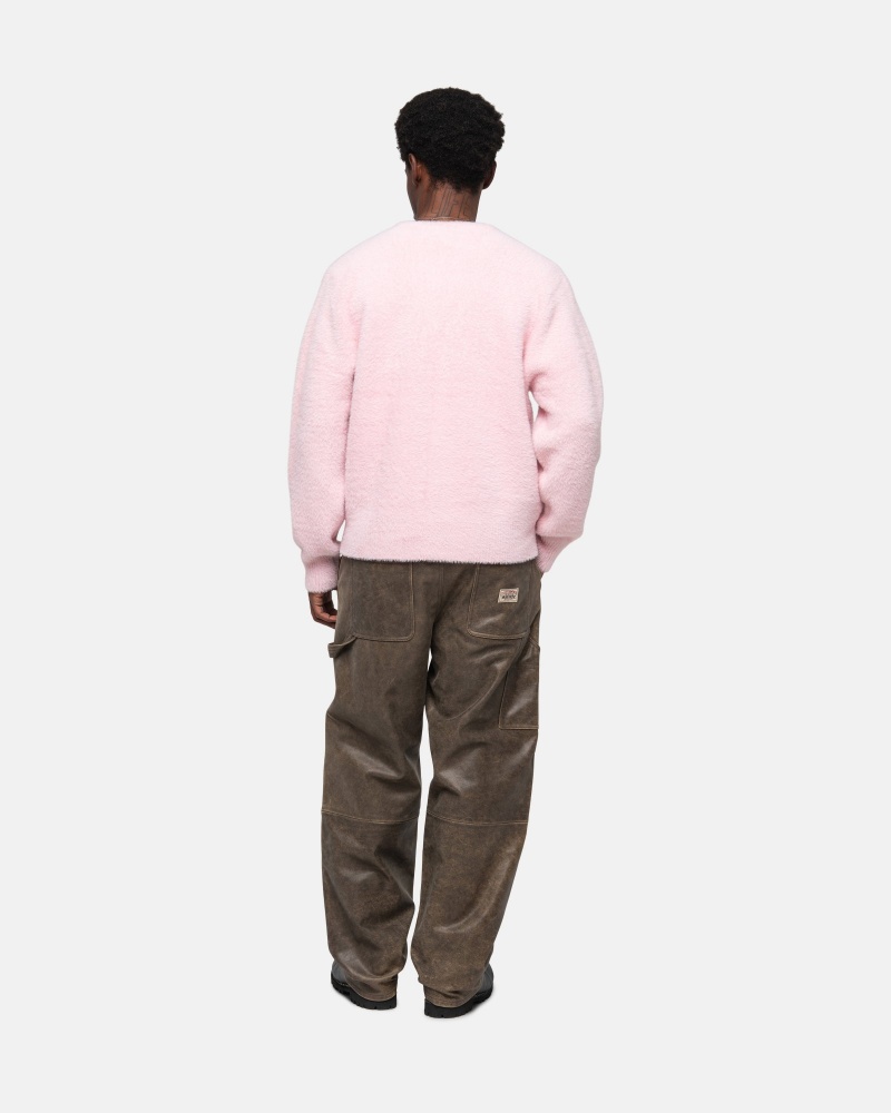 Light Pink Stüssy Shaggy Cardigan | MVTX8-4935