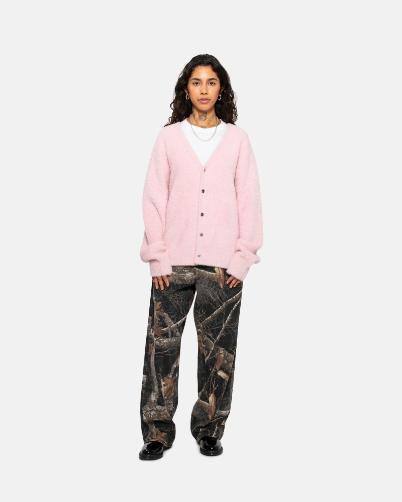 Light Pink Stüssy Shaggy Cardigan | MVTX8-4935