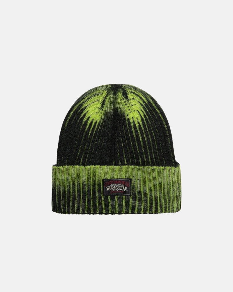 Lime Stüssy Cuff Beanie Workgear Spray | LBSQ-42581