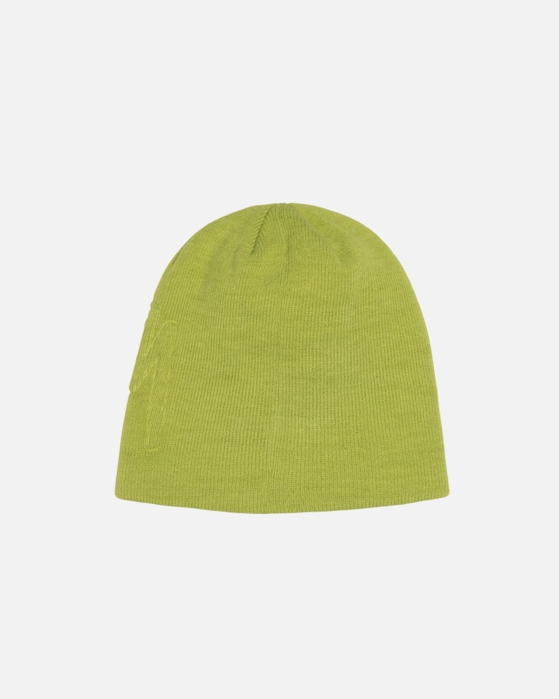 Lime Stüssy Skullcap Embossed Smooth Stock | ILVB-21095