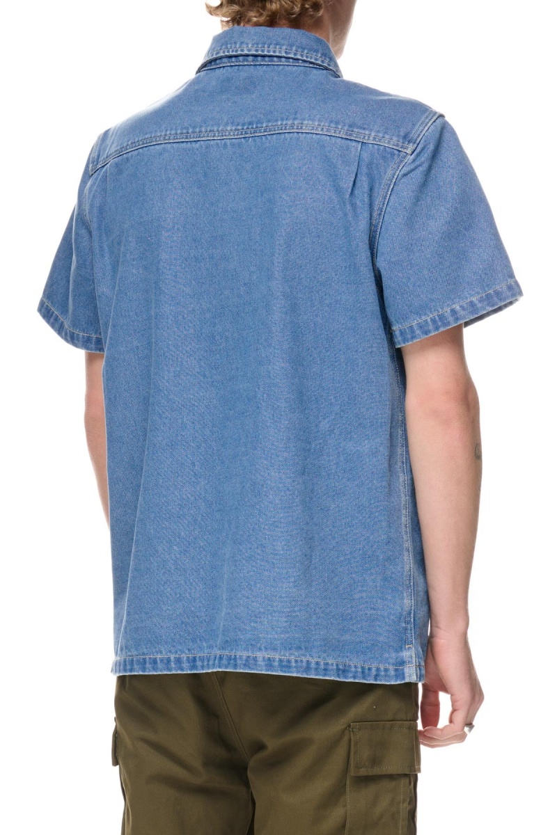 Mid Blue Stüssy Workgear Denim Shirt | SXHJBI-147