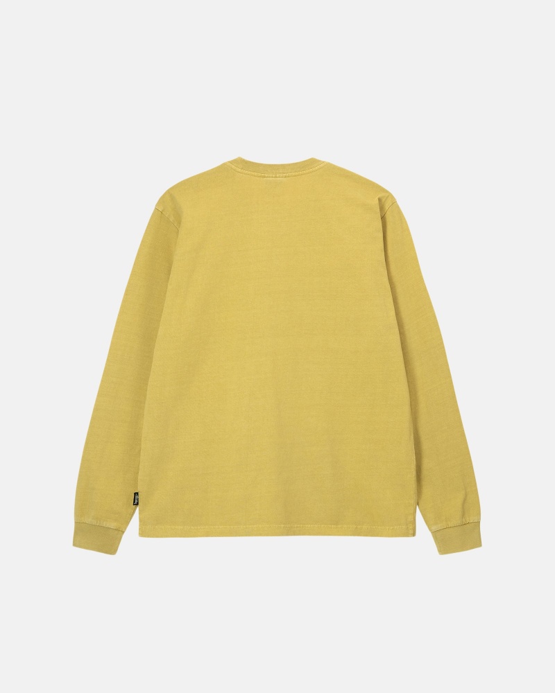 Mustard Stüssy Heavyweight Pigment Dyed Ls Crew | EZNJ-76385