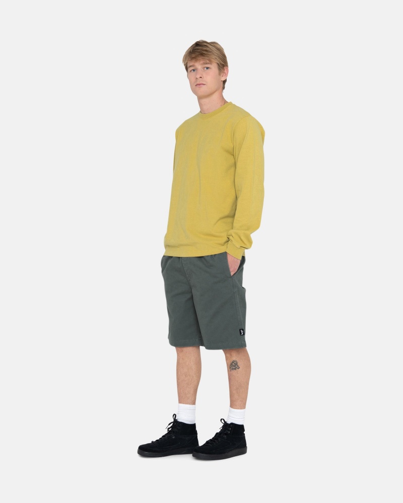 Mustard Stüssy Heavyweight Pigment Dyed Ls Crew | EZNJ-76385