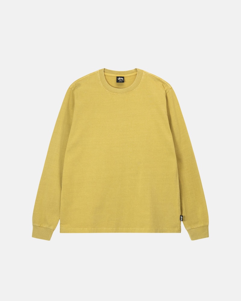 Mustard Stüssy Heavyweight Pigment Dyed Ls Crew | EZNJ-76385