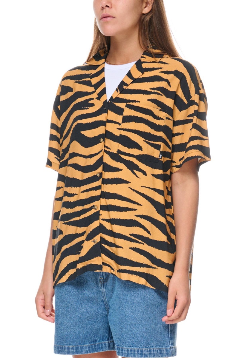 Mustard Stüssy Zebra Os Shirt | TZURJV-854