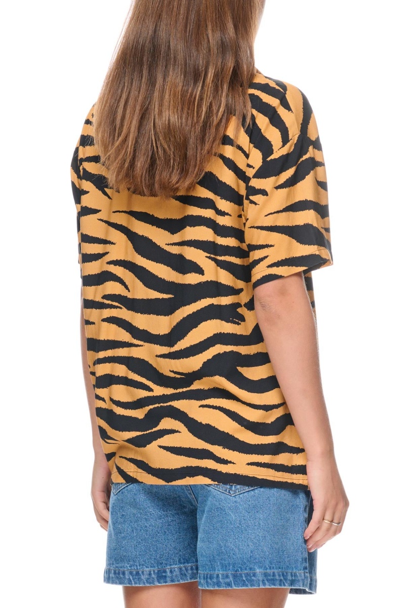 Mustard Stüssy Zebra Os Shirt | TZURJV-854