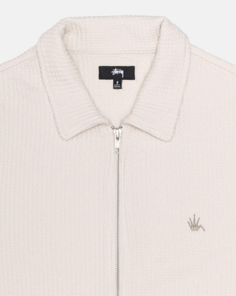 Natural Stüssy Big Thermal Zip Shirt | QTLK0-3278