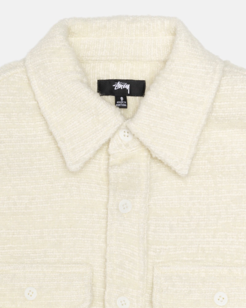 Natural Stüssy Boucle Wool Cpo Shirt | EIQD4-2105