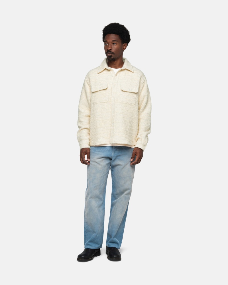 Natural Stüssy Boucle Wool Cpo Shirt | EIQD4-2105