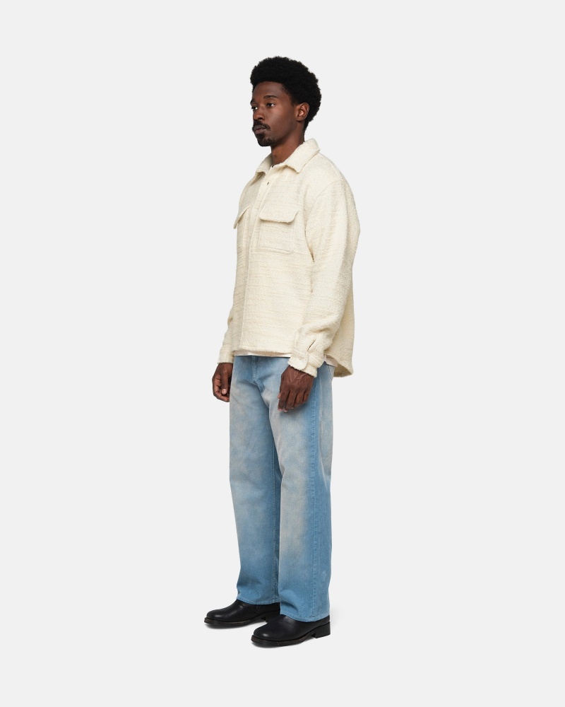 Natural Stüssy Boucle Wool Cpo Shirt | EIQD4-2105