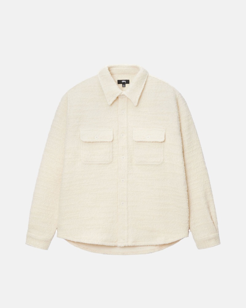 Natural Stüssy Boucle Wool Cpo Shirt | EIQD4-2105