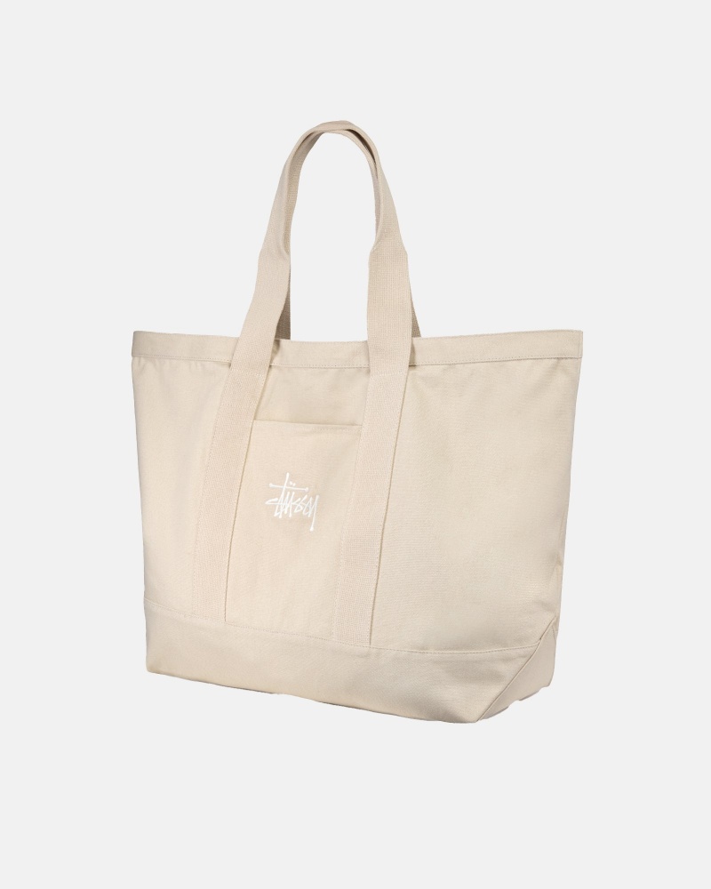 Natural Stüssy Canvas Extra Large Tote Bag | HQWZ8-6402