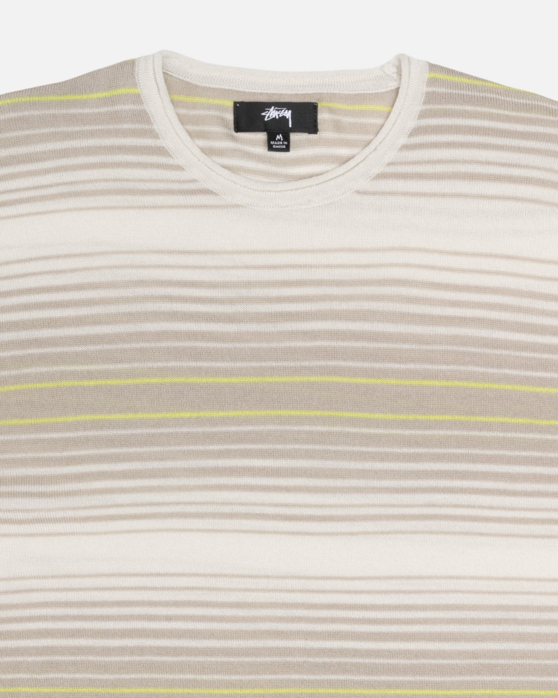 Natural Stüssy Horizontal Stripe Sweater | BPYI1-2340