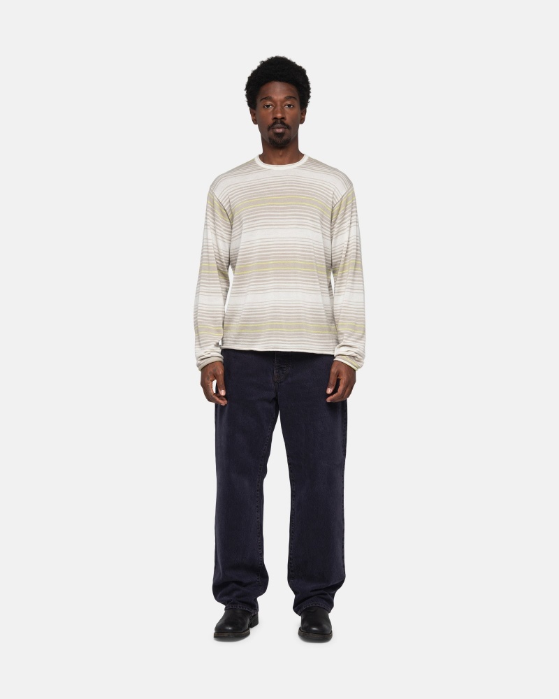 Natural Stüssy Horizontal Stripe Sweater | BPYI1-2340