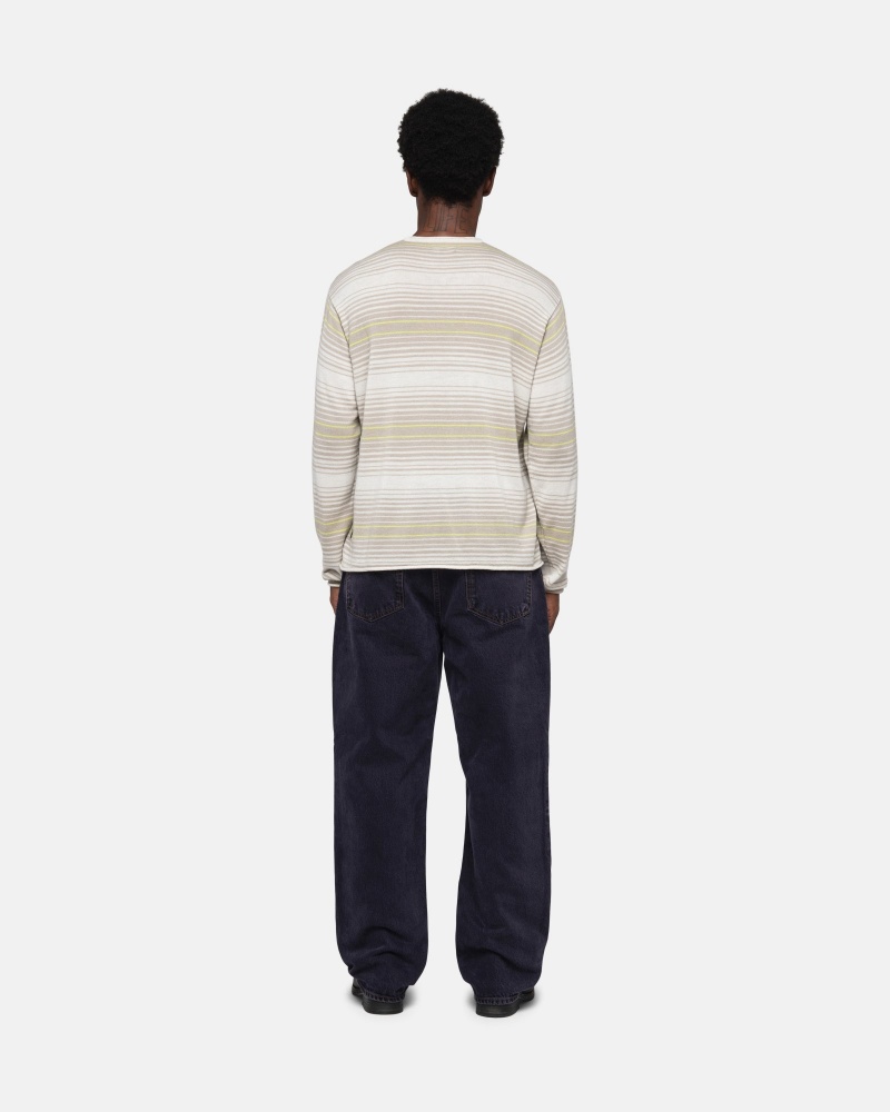 Natural Stüssy Horizontal Stripe Sweater | BPYI1-2340