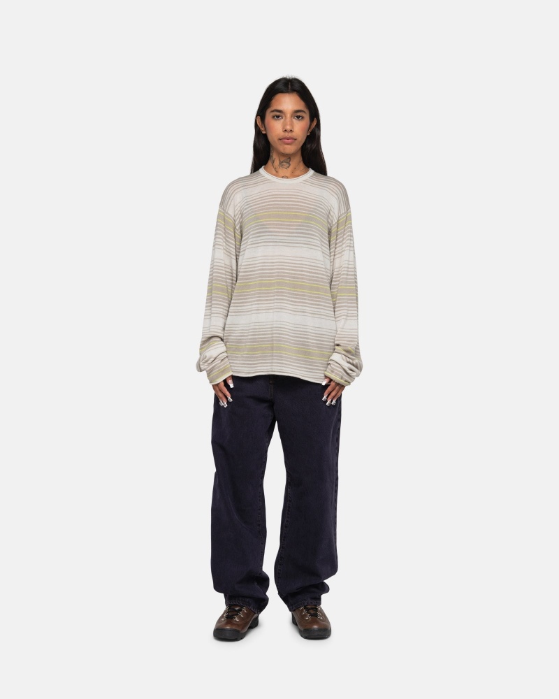 Natural Stüssy Horizontal Stripe Sweater | BPYI1-2340