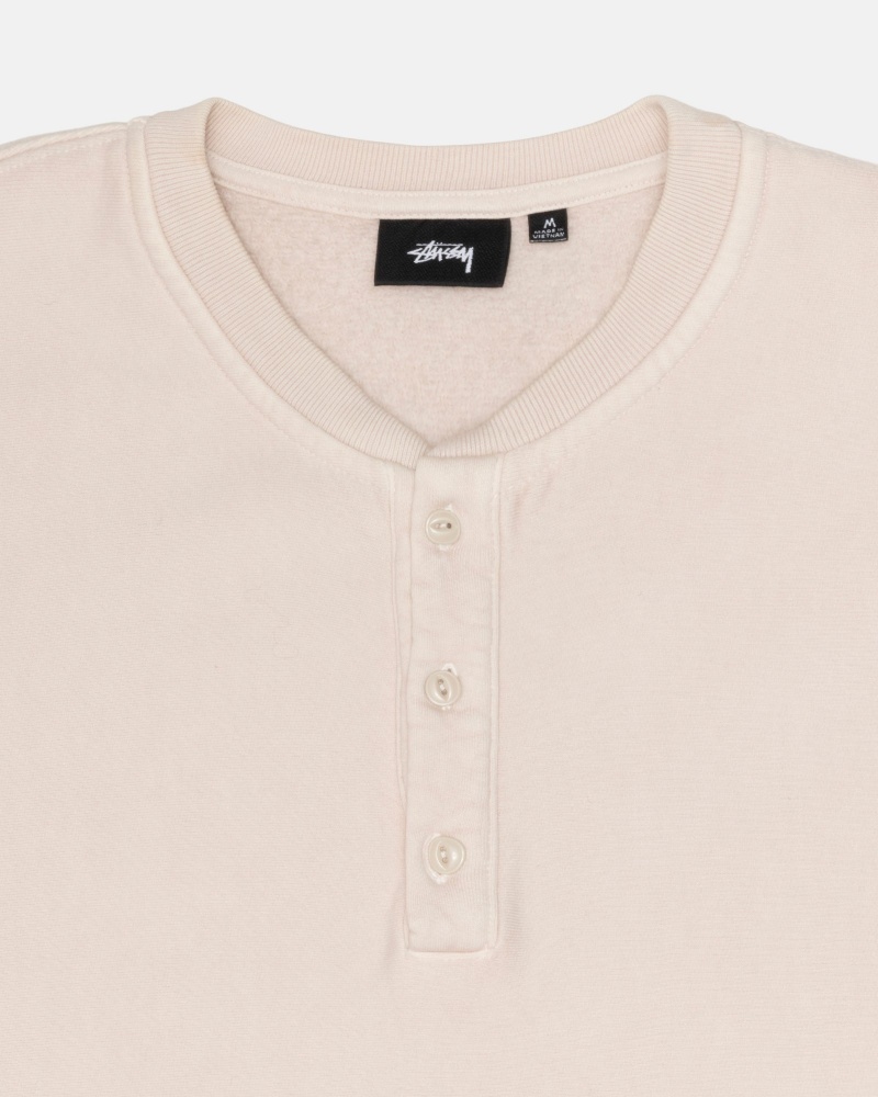 Natural Stüssy Open Hem Henley Fleece | ZUVT8-9241