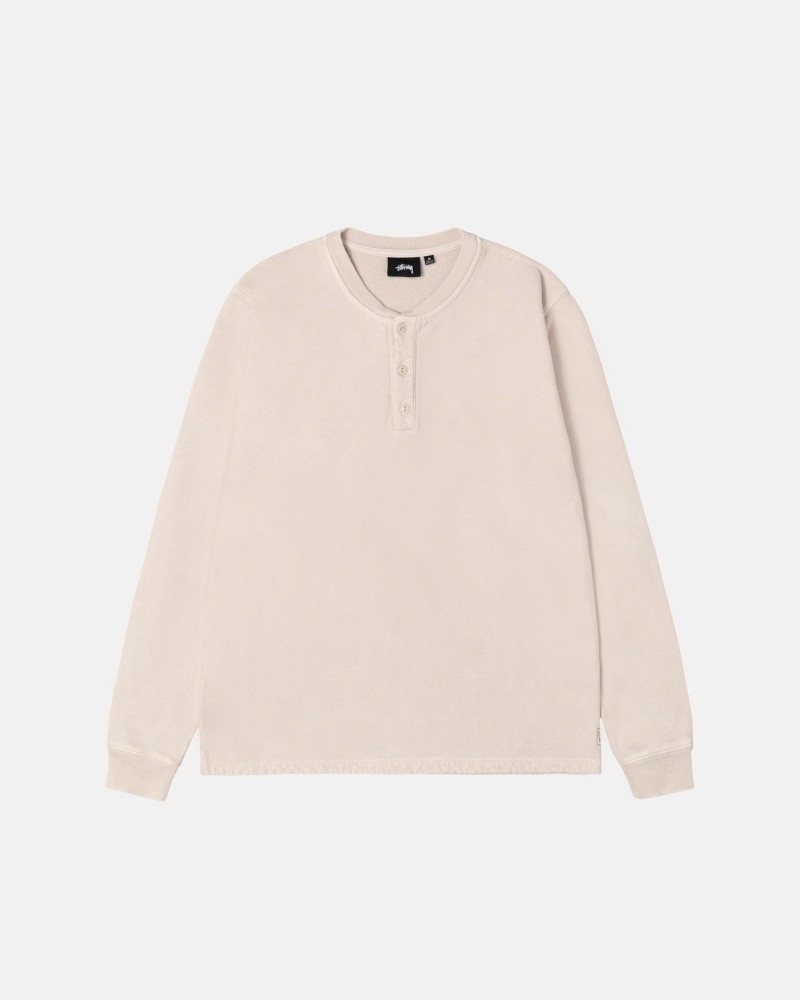 Natural Stüssy Open Hem Henley Fleece | ZUVT8-9241