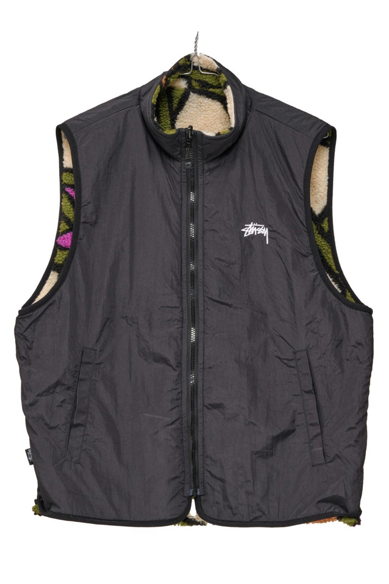 Natural Stüssy Reversible Stock Sherpa Vest | LEJXOZ-870