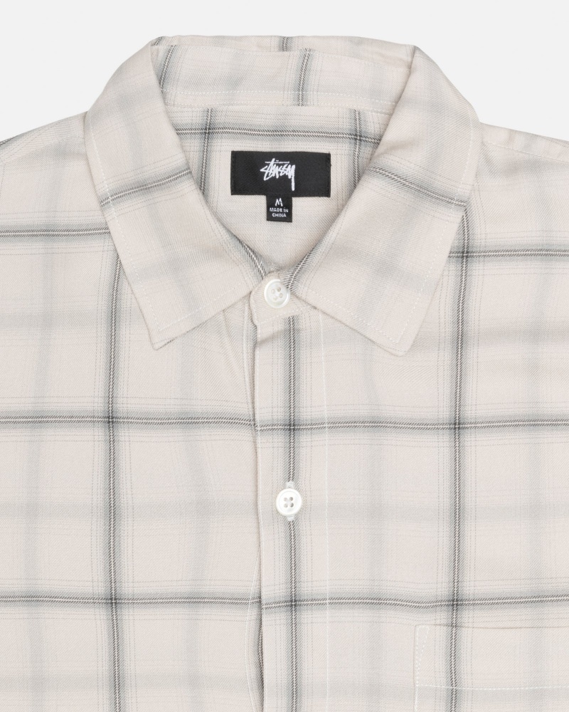 Natural Stüssy Shadow Plaid Rayon Shirt | LQRF5-3179