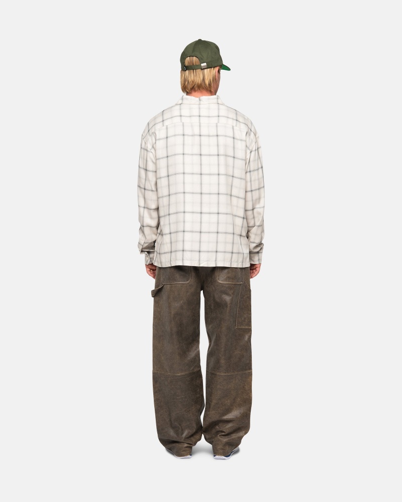 Natural Stüssy Shadow Plaid Rayon Shirt | LQRF5-3179