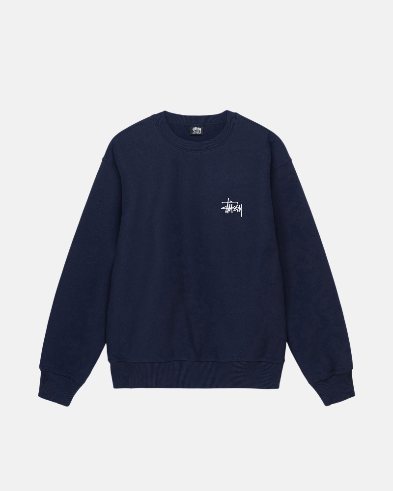 Navy Stüssy Basic Stüssy Crew | IVGS-83641