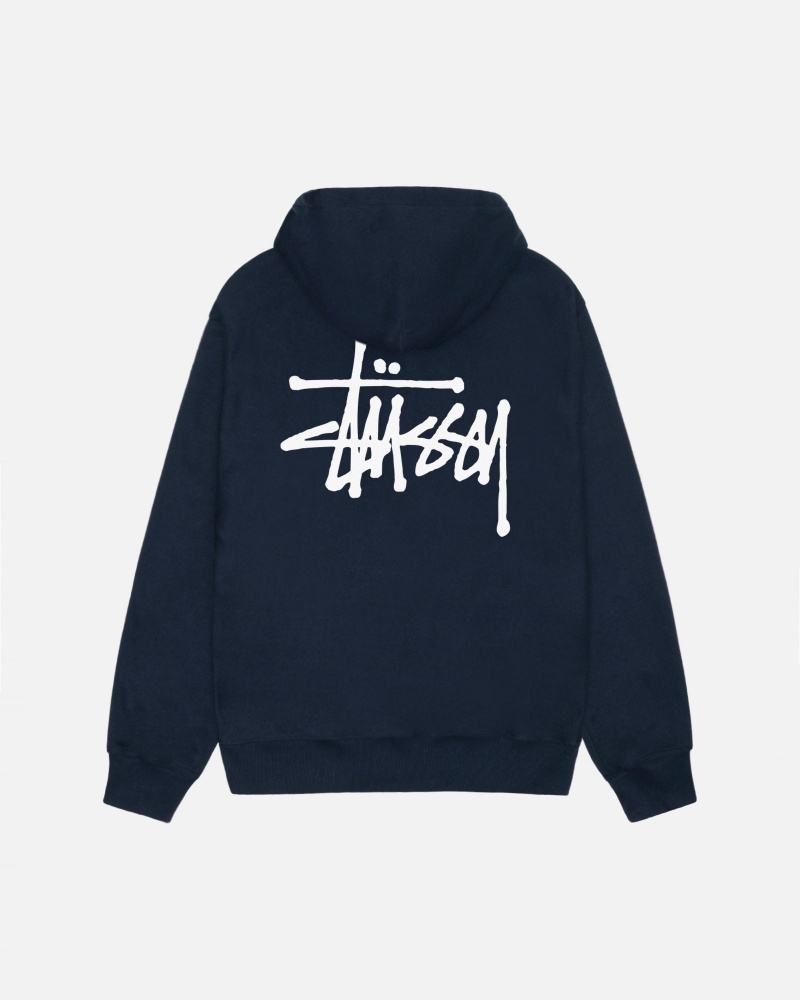 Navy Stüssy Basic Stussy Hoodie | BHOI4-9820