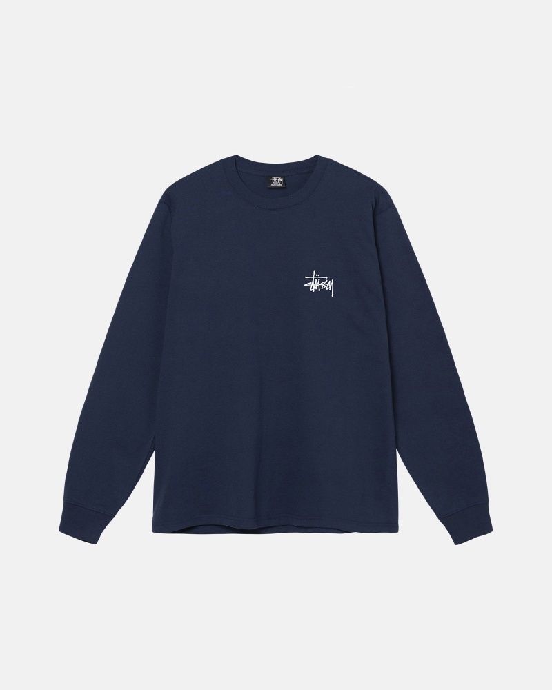 Navy Stüssy Basic Stussy Ls Tee | EFZR5-1984