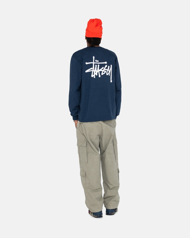 Navy Stüssy Basic Stussy Ls Tee | EFZR5-1984