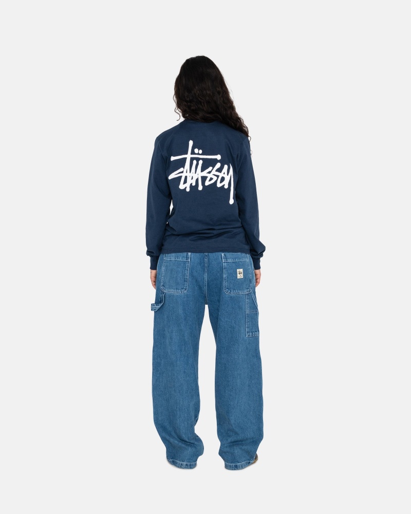 Navy Stüssy Basic Stussy Ls Tee | EFZR5-1984