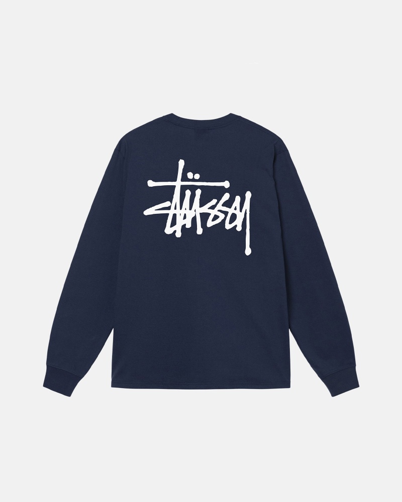 Navy Stüssy Basic Stussy Ls Tee | EFZR5-1984