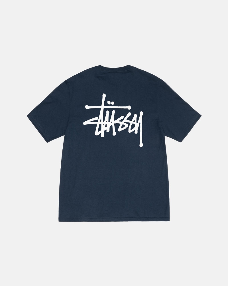 Navy Stüssy Basic Stussy Tee | ECBY-65817