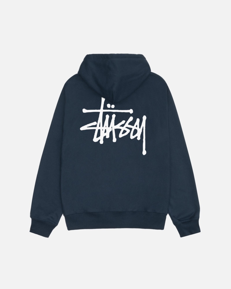 Navy Stüssy Basic Stussy Zip Hoodie | EXRF8-5123