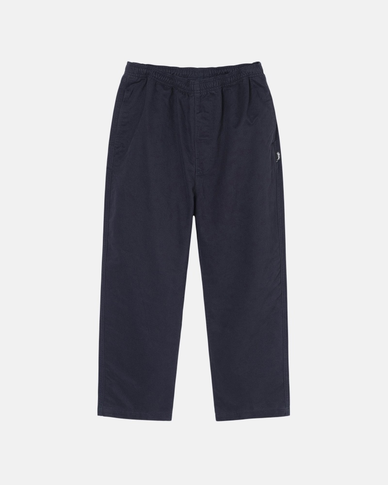 Navy Stüssy Beach Pant Brushed Cotton | IWFR6-0289