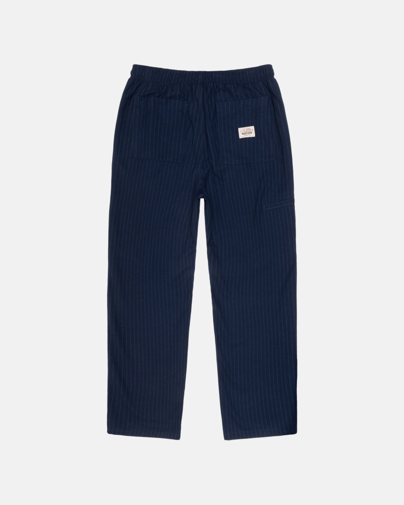 Navy Stüssy Beach Pant Wool Stripe | EMGN4-6015