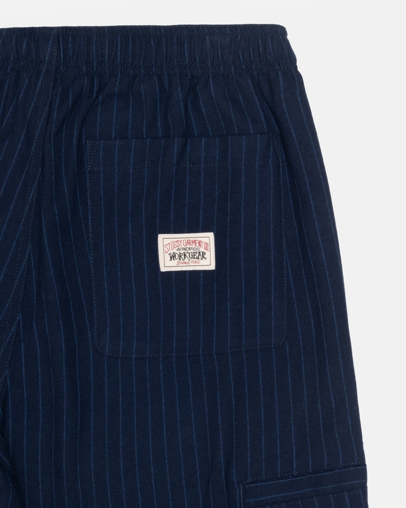 Navy Stüssy Beach Pant Wool Stripe | EMGN4-6015