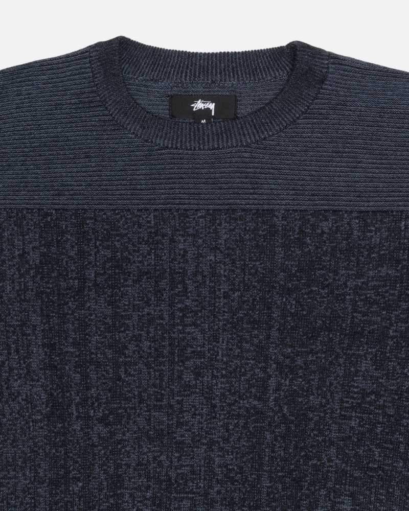 Navy Stüssy Engineered Panel Sweater | NRMK1-2593