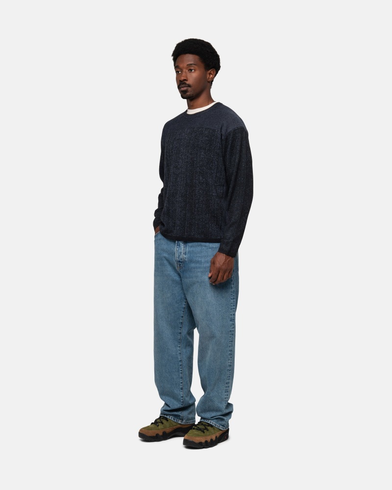 Navy Stüssy Engineered Panel Sweater | NRMK1-2593