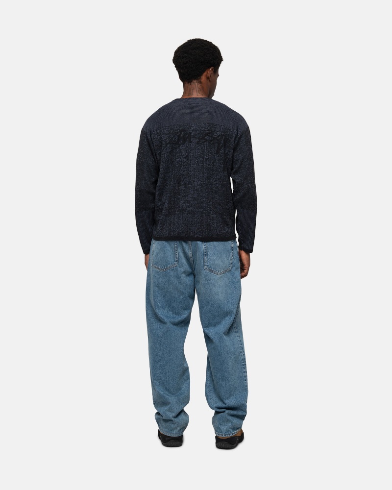 Navy Stüssy Engineered Panel Sweater | NRMK1-2593