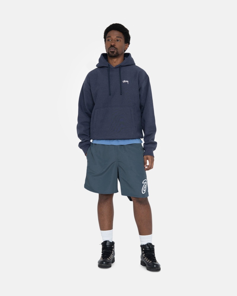 Navy Stüssy Overdyed Stock Logo Hoodie | WNMJ-73984